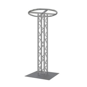 Central truss mast for festoon lighting with radial spoke layout